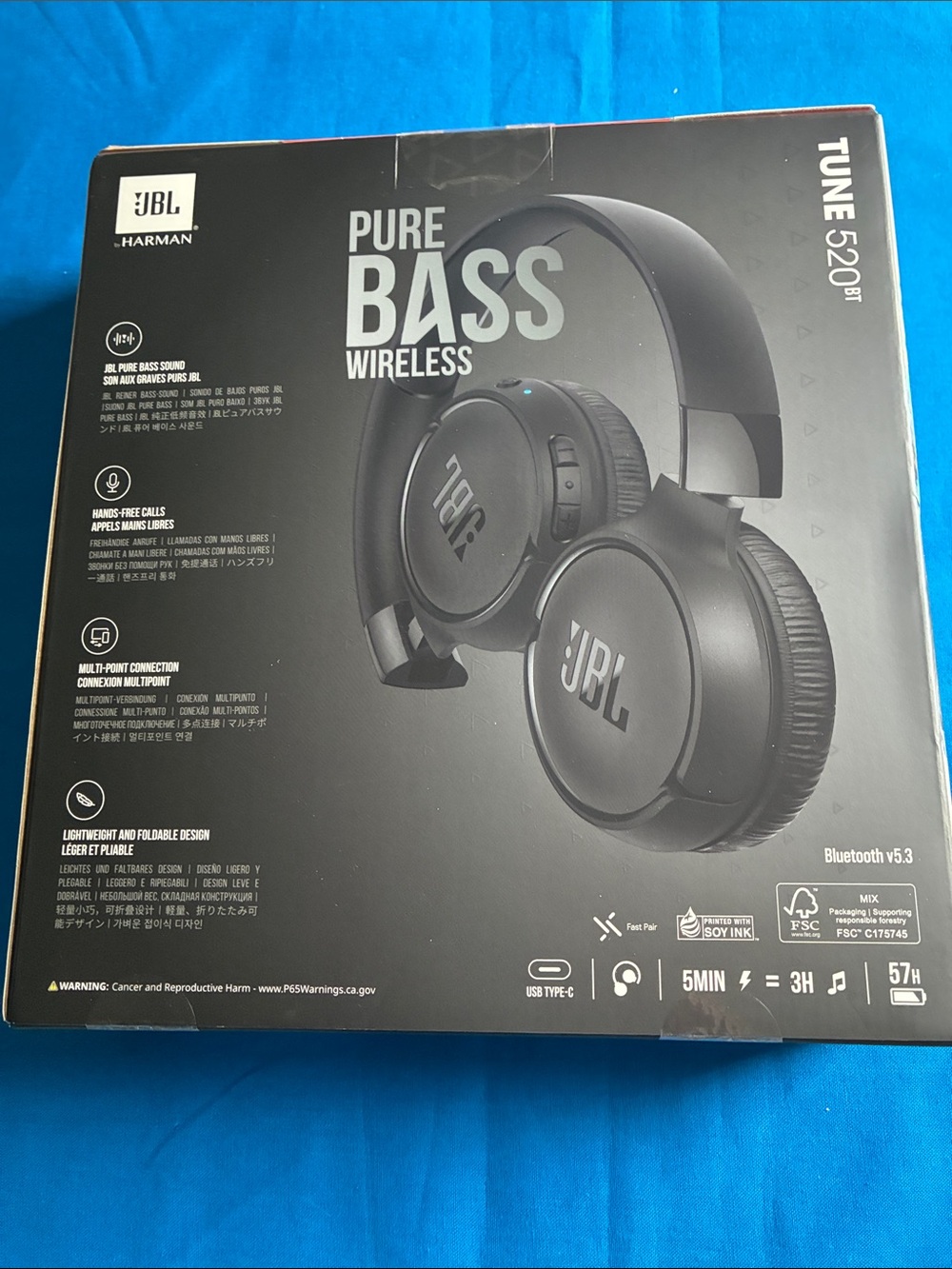 JBL Tune 520BT Over-Ear Headphones - Black - Picture 2 of 2
